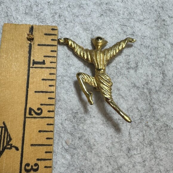 Vintage Gold-Toned Art Deco Style Dancer Brooch Pin Ballet MCM - Picture 6 of 6